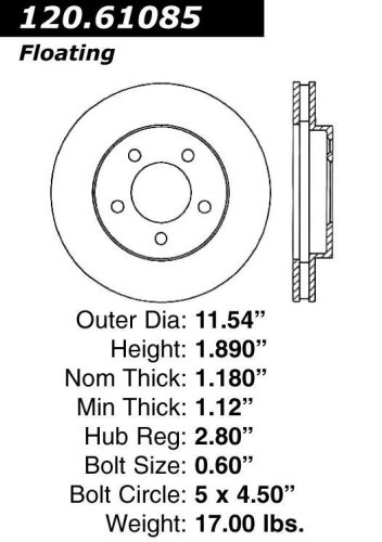 Centric Parts 120.61085 Premium Brake Rotor  