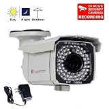 VideoSecu Outdoor 700TVL Day Night Security Camera Built-in 1/3" SONY Exview CCD II EFFIO-E DSP 65 IR Leds 4-9mm 3X Zoom Lens for CCTV DVR Home Surveillance with Power Supply and Security Warning Sticker CJZ ~ VideoSecu