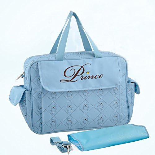 TOTRIP Multifunction Diaper Bags Tote - Mummy Larger Capacity Messenger Handbag Organizer - W/ Matching Baby Changing Pad &amp; Adjustable Stroller Straps, Blue