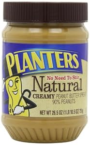 Planters Natural Creamy Peanut Butter, 26.5 Ounce (Pack of 4)