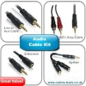 Audio Cable Kit for iPod Touch, iPhone 3G, 4, 4S to Connect HiFi Car Radio Headphones or Speakers by Cables & Leads