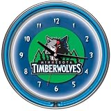 Minnesota Timberwolves NBA Chrome Double Ring Neon Clock