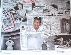 Joe Dimaggio Autographed New York Yankees 26x32 Lithograph with "YANKEE CLIPPER" Inscription