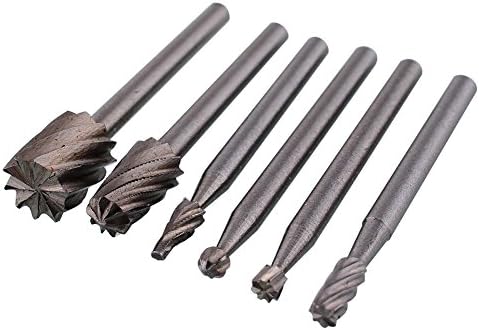 6Pcs Abrasive High Speed Steel Rotary File 3mm 6 Different Files Burr Wood Carving Milling Tool