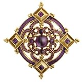 L'aura Pourpre Ornate Medallion Style Brooch