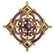 L'aura Pourpre Ornate Medallion Brooch