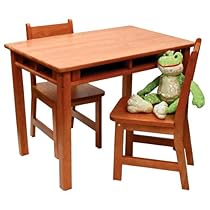 Hot Sale Lipper International Child's Rectangular Table and 2-Chair Set, Pecan