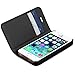 iPhone SE Stand Case, GreatShield SHIFT LX Leather Wallet Flip Case with Kickstand & Credit Card Slot for Apple iPhone SE / 5S / 5 (Black)