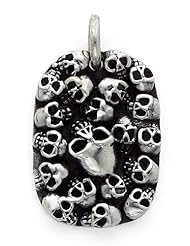 Sterling Silver Multiple Skull Dog Tag Pendant