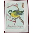 Single Bird on Branch 3 Pack Cavallini Glitter Greetings Boxed Set of 10 holiday cards + envelopes