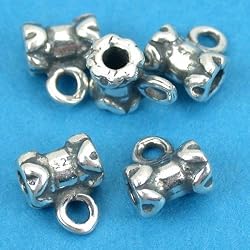 5 St. Silver Small Bali Tube Slider Bail 1mm Hole New