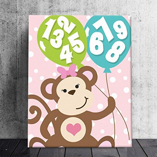 Monkey Business Girls Theme Kids Stretched Canvas Wall Art, 16x20" Canvas