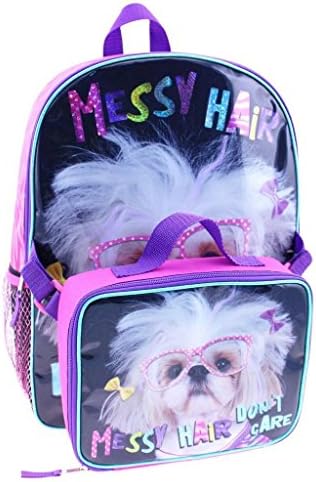 "Messy Hair" Dogs 16" Backpack and Lunch Bag