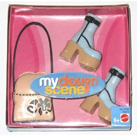 Barbie My Design Scene Fashion Accessories Blue Platform Boots Purse