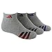 adidas Boys Cushion Low Cut Socks (Pack of 3), Heathered Light Onix/Power Red - Black - Night Flash Purple, Large