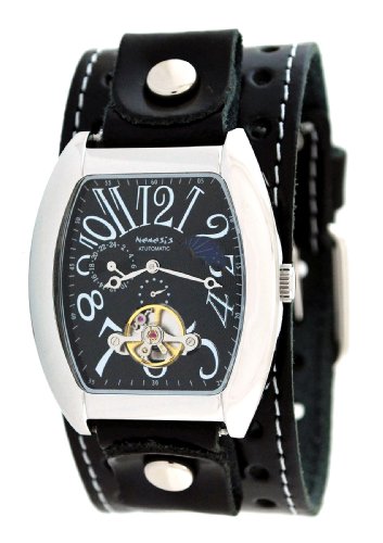 Nemesis #STH006KS Premium Wide Cuff Leather Band Automatic Tourbillon Watch