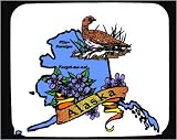Decorated Mouse Pad with Alaska, state bird, state, forget-me-not, willow ptarmigan, state flower