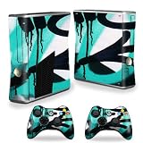 Protective Vinyl Skin Decal Cover for Microsoft Xbox 360 S Slim + 2 Controller Skins Skins Graffiti Tagz
