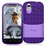 Electromaster(TM) Brand - Purple TPU Candy Rubber Skin Case Cover for HTC Amaze 4G / Ruby