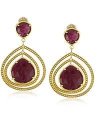 Coralia Leets Jewelry Design "Riviera" Double Frame 20mm Ruby Stone Post Earrings