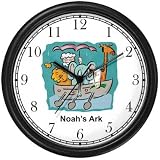 Noah's Ark No.1 - Biblical Theme Wall Clock by WatchBuddy Timepieces (Black Frame)