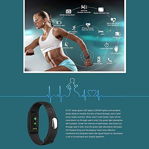 ROOCKE Heart Rate Monitor Fitness Tracker Bluetooth Smart Sport Watch Activity Tracker with Step Counter Sleep Monitoring Calories for Calorie Tracker Bracelet