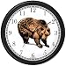 Grizzly Bear or Brown Bear Animal Wall Clock by WatchBuddy Timepieces (Black Frame)