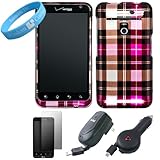 Pink Plaid Design Two Piece Shield Protector Snap On Case for Verizon Wirel ....