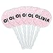 Olivia Cupcake Picks Toppers Decoration Set of 6 - Pink Speckles