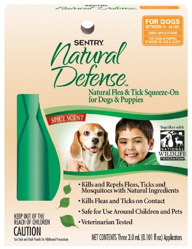 Sentry Natural Defense Natural Flea and Tick Squeeze-On for Dogs and Puppies 15-40-Pound