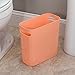 InterDesign Una Rectangular Trash Can with Handles, Waste Basket Garbage Can for Bathroom, Bedroom, Home Office, Dorm, College, 10-Inch, Coral Pink