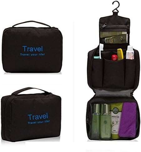 Kardiar Portable Toiletry Bag Wash Bag Bathroom Hanging Bag Travel Bag Zipper Storage Bag Drawer Dividers Cosmetic Makeup Pouch with Multi Pockets Hook for Mens Womens Girls Boys Kids