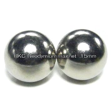 【クリックで詳細表示】【 RKC 】 ネオジム磁石 球形 15mm 2個セット ： JIS規格 金属板付属 / 019： おもちゃ