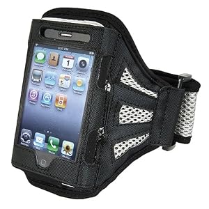 INSTEN for Apple? iPhone? 4/4S Sport Workout Armband - Black/Sliver
