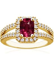 14K Yellow Gold Cushion Cut Ruby Ring With Sidestones