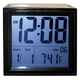 Advance Time Technology Solar Powered Multifunction LCD Alarm Clock, Black