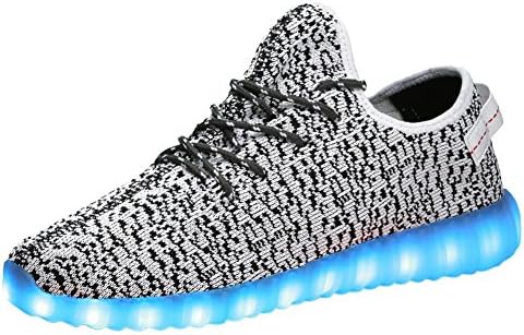 RIVERINE Unisex LED Light Up Shoes Men's &amp; Women's Fashion Sneakers Kid's Slip-On Loafers, 03Grey,36