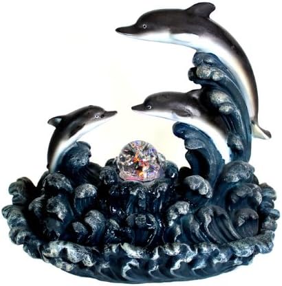 Dolphins in Wave Indoor Table Top Water Fountain
