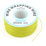 uxcell ラッピングワイヤ　絶縁ワイヤー　錫メッキ銅　30AWG　305M　0.25mm　イエロー