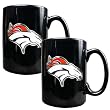 Denver Broncos NFL 2pc Black Ceramic Mug Set - Primary Logo