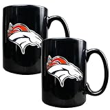 Denver Broncos NFL 2pc Black Ceramic Mug Set - Primary Logo
