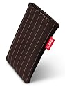 fitBAG Twist Dunkelbraun Handytasche Tasche aus Nadelstreifen-Stoff mit Microfaserinnenfutter für APPLE iPhone 3Gs 32GB 32 GB
