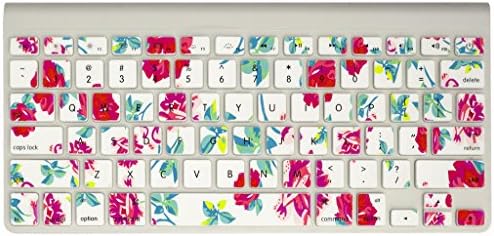 Luoful - Flower World Series US Layout Keyboard Cover Silicone Skin for MacBook Pro 13" 15"17" (with or w/out Retina Display) iMac and MacBook Air 13" and iMac Wireless Keyboard - Celadon Flower