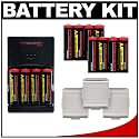 (12) Precision Design AA 2900mAh NiMH Rechargeable Batteries & Charger + Battery Cases for Canon Powershot, Nikon Coolpix, Sony CyberShot, Casio Exilim, Kodak EasyShare, Fuji Finepix, Panasonic Lumix, Pentax Optio, Samsung Digimax and Olympus SP Series Digital Cameras, Battery Grip and Speedlight Flash