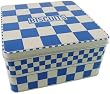Biscuits blue check traditional metal cookie jar canister storage box French style