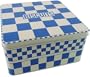 Biscuits blue check traditional metal cookie jar canister storage box French style