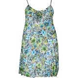 Blue Yellow Pleated Junior Plus Dress