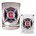 Chicago Fire MLS Rocks Glass and Square Shot Glass Set - Primary Logo