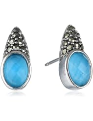 Judith Jack "Tropical Breeze" Sterling Silver Marcasite Turquoise Stud Earrings