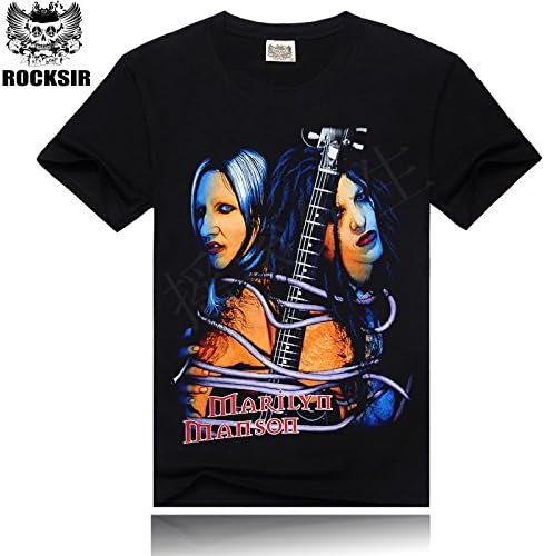 Summer Metal Rock Marilyn Manson Mens Casual Short Sleeves T Shirt XXL